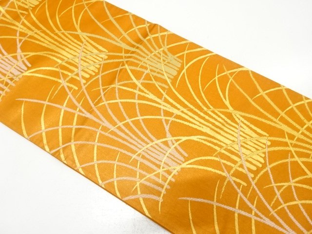 JAPANESE KIMONO / ANTIQUE FUKURO OBI / SILK / WOVEN LEAVES